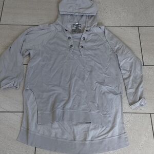 Young Fabulous &Broke Gray Hooded Short  Sleeve Top